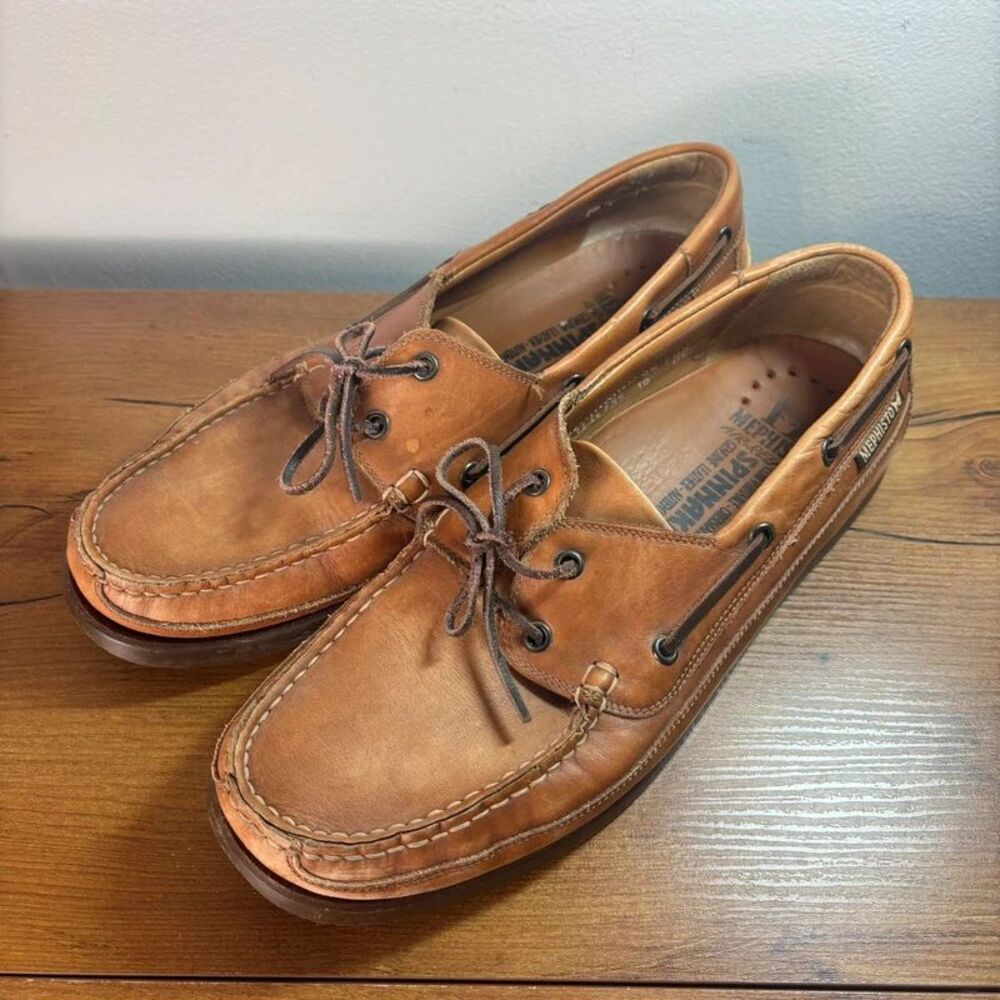 Mephisto Spinnaker Mens US 10 EU 9.5 Brown Leather Boat Shoes Loafers Deck Shoes